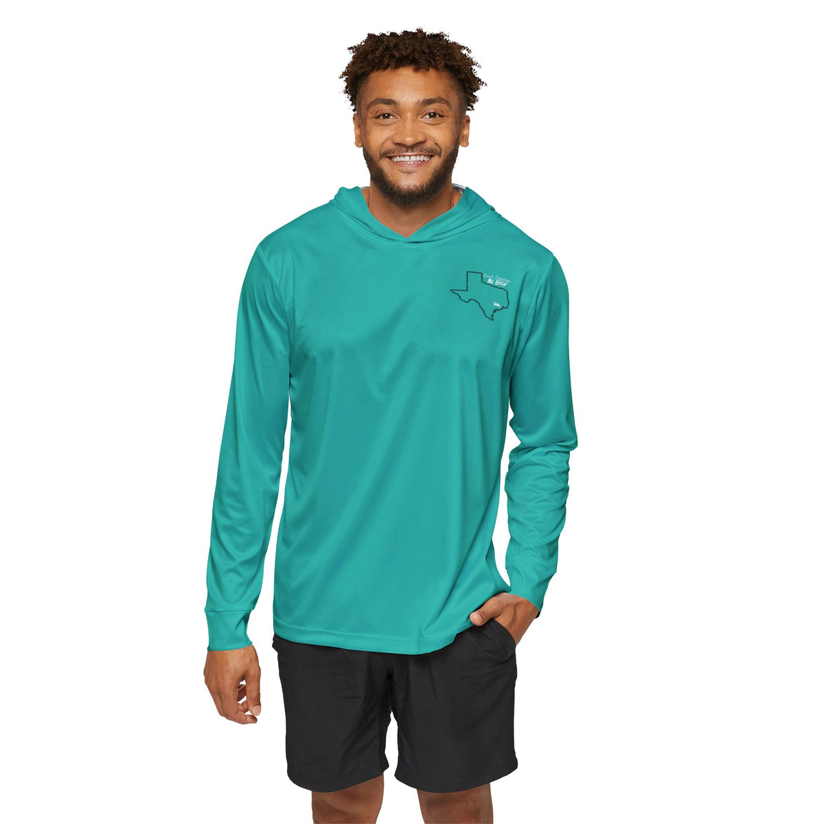 Texas Outline with Goal Flag Hoodie | Teal Sports Warmup